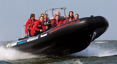 Picture of riding a RIB varen on open water